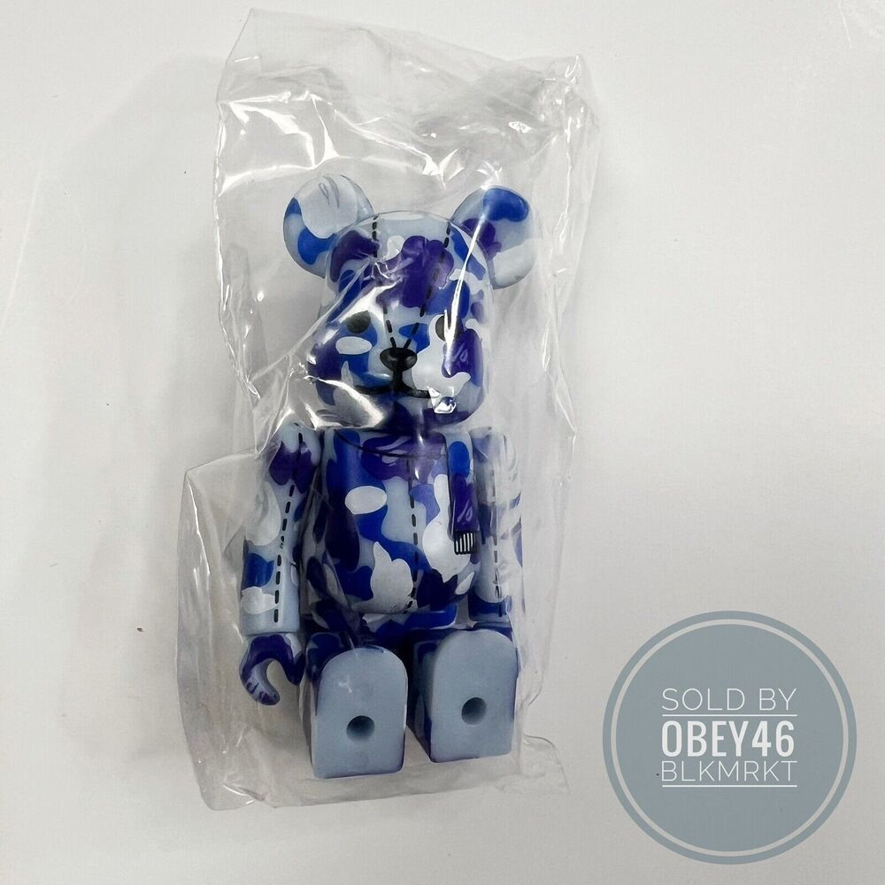 A BATHING APE 28TH ANNIVERSARY BE@RBRICK BAPE CAMO #4 100% BLUE Purple Bearbrick